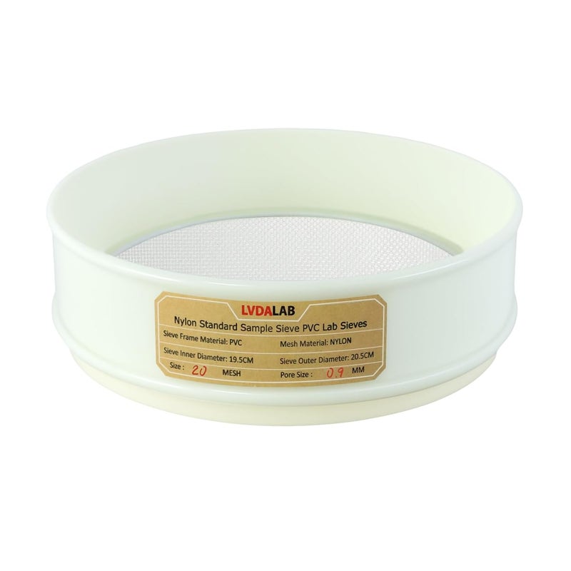 LVDALAB PVC Nylon Lab Sieve 20 Mesh(0.9mm), 7.9Inch(20cm) Diameter Sample Sifter Strainer for Industrial Lab Home - Image 1